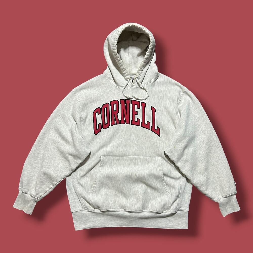 Vintage Champion Reverse Weave Sweatshirt Hoodie Cornell University 90s y2k Gray